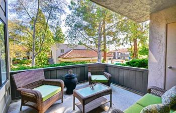 Private patio at shadowridge woodbend apartments in vista, ca