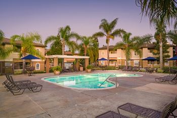 Pool side relaxing area with sundeck