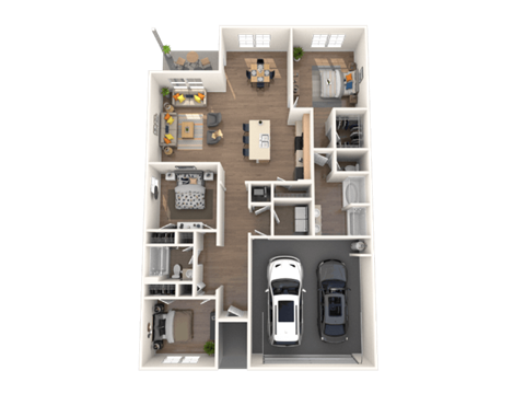 Floor plan for 3 beds, 2 baths, 1641 sqft