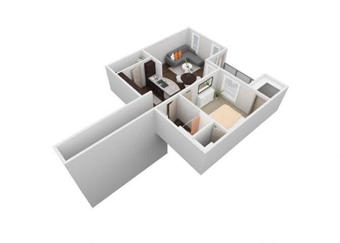 Floor plan for 1 bed, 1 bath, 821 sqft