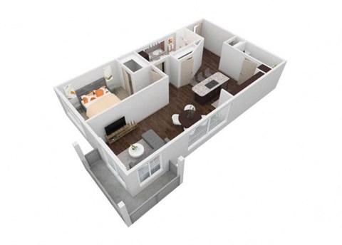 Floor plan for 1 bed, 1 bath, 840 sqft