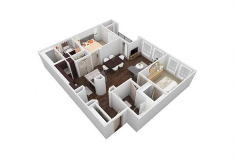 Floor plan for 2 beds, 2 baths, 1213 sqft