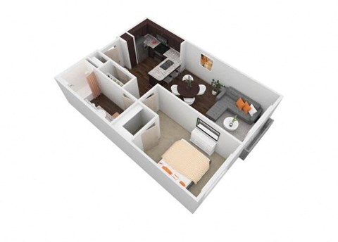 Floor plan for 1 bed, 1 bath, 695 sqft