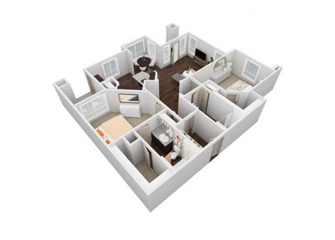Floor plan for 2 beds, 2 baths, 1187 sqft