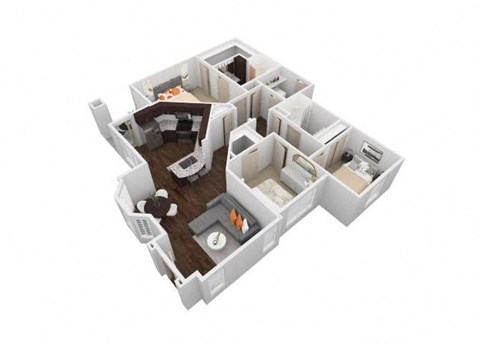 Floor plan for 3 beds, 2 baths, 1353 sqft