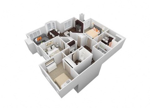 Floor plan for 3 beds, 2 baths, 1465 sqft