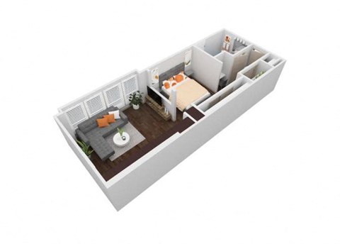 Floor plan for studio, 1 bath, 568 sqft
