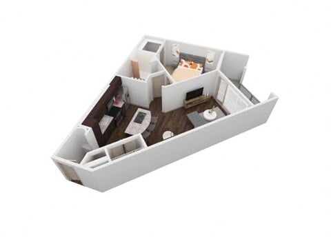 Floor plan for 1 bed, 1 bath, 762 sqft
