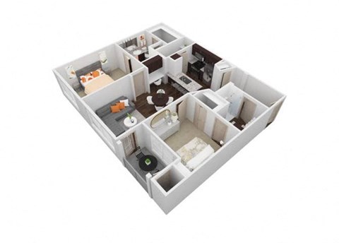 Floor plan for 2 beds, 2 baths, 1101 sqft