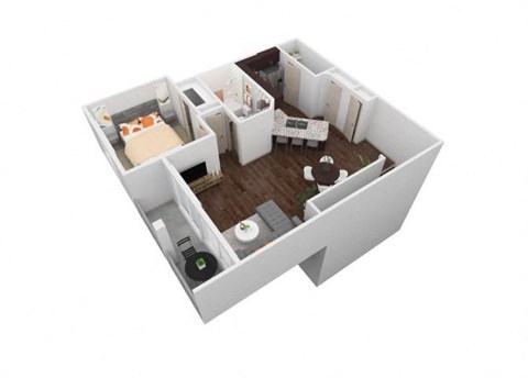 Floor plan for 1 bed, 1 bath, 863 sqft