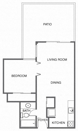 Floor plan for 1 bed, 1 bath