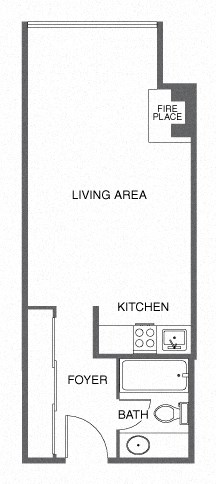 Floor plan for studio, 1 bath