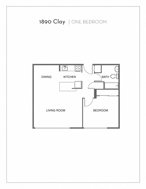 Floor plan for 1 bed, 1 bath