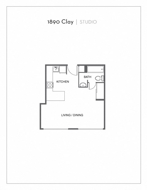 Floor plan for studio, 1 bath