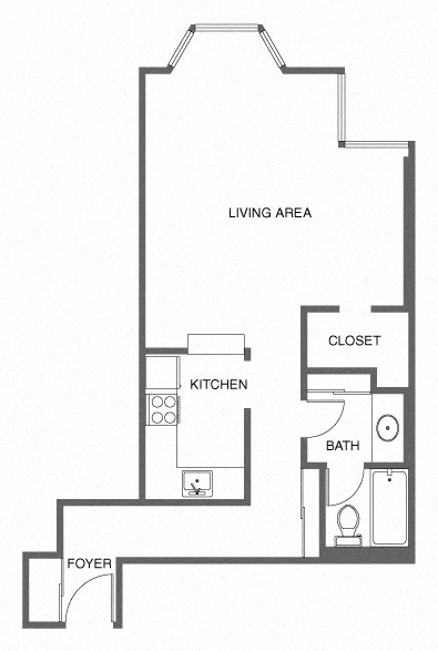 Floor plan for studio, 1 bath, 546 sqft