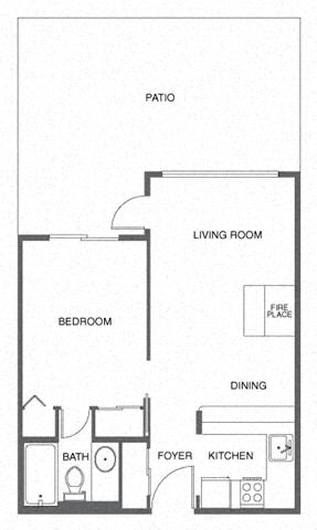 Floor plan for 1 bed, 1 bath