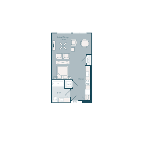 Floor plan for studio, 1 bath, 546 sqft