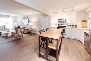 Louisville apartment for rent - an open floor plan with a kitchen and living room