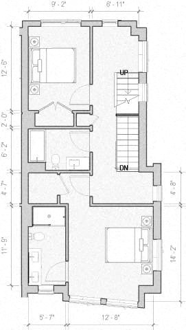Floor plan for 3 beds, 2.5 baths, 1774 sqft
