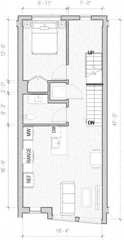 Floor plan for 3 beds, 2.5 baths, 1625 sqft