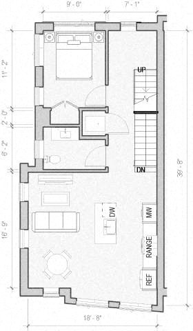 Floor plan for 3 beds, 2.5 baths, 1736 sqft