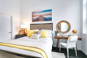 Stamford apartment for rent - a bedroom with a bed and a desk