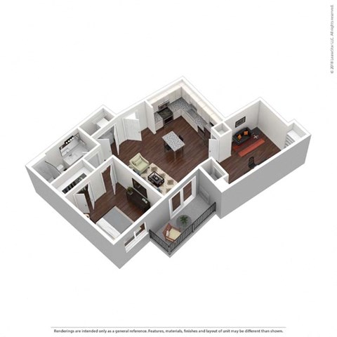 Floor plan for 1 bed, 1 bath, 839 sqft