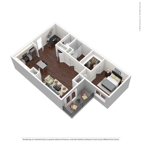Floor plan for 1 bed, 1 bath, 901 sqft