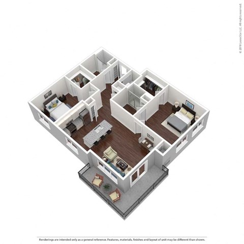 Floor plan for 2 beds, 2 baths, 1203 sqft