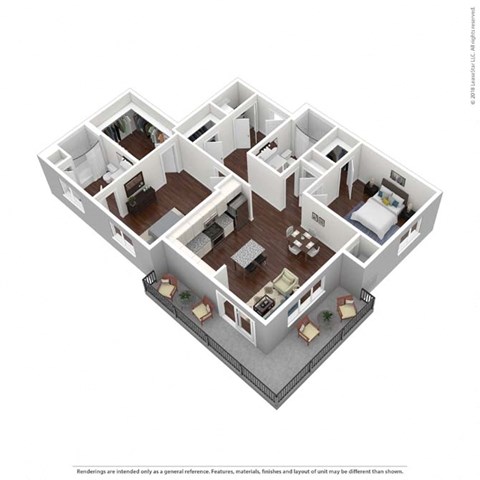 Floor plan for 2 beds, 2 baths, 1181 sqft