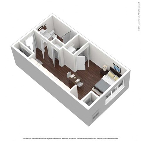 Floor plan for studio, 1 bath, 460 sqft