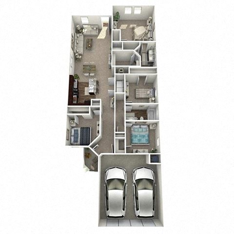 Floor plan for 4 beds, 2 baths, 1427 sqft