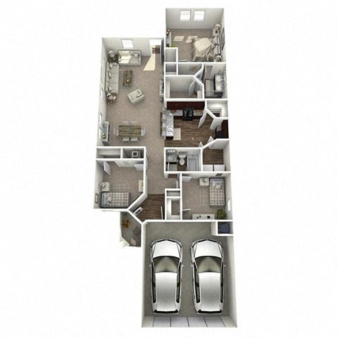 Floor plan for 3 beds, 2 baths, 1346 sqft