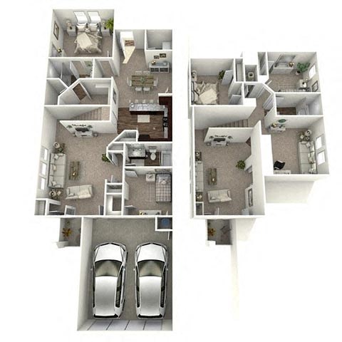 Floor plan for 4 beds, 3 baths, 1997 sqft