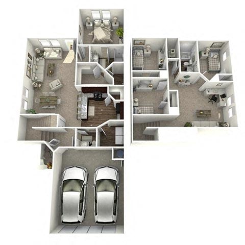 Floor plan for 4 beds, 2.5 baths, 1857 sqft