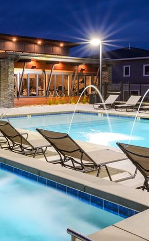 Saratoga Springs townhouse for rent - the pool at night at our hotel