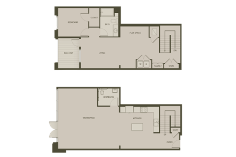 Floor plan for 1 bed, 2 baths, 1771 sqft