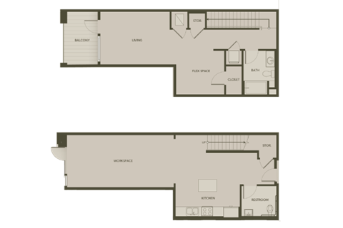 Floor plan for studio, 1 bath, 1360 sqft