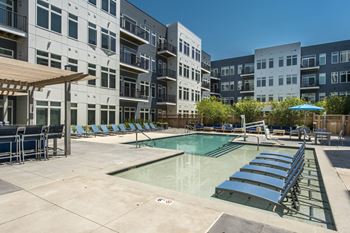Outdoor swimming pool with sundeck