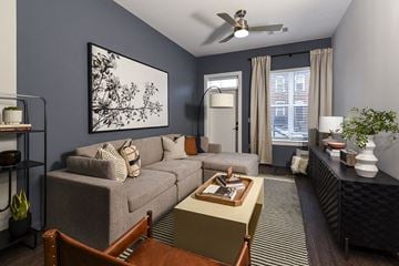 Baltimore apartment for rent - a living room with a couch and a coffee table