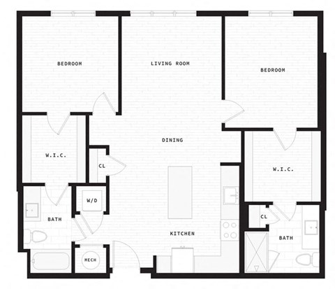 Floor plan for 2 beds, 2 baths, 1132 sqft