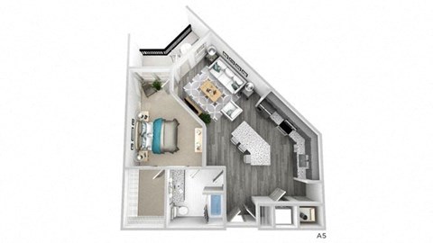 Floor plan for 1 bed, 1 bath, 853 sqft