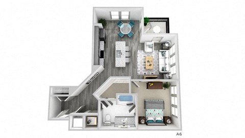 Floor plan for 1 bed, 1 bath, 914 sqft