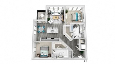 Floor plan for 2 beds, 2 baths, 1184 sqft