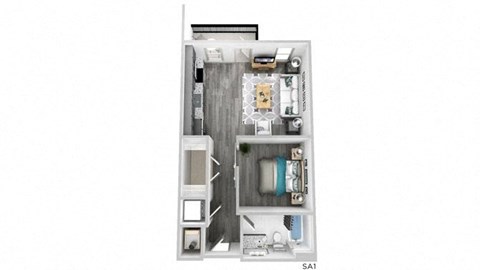 Floor plan for studio, 1 bath, 625 sqft