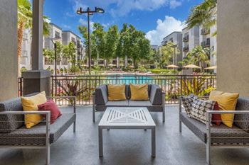 Outdoor patio with furniture
