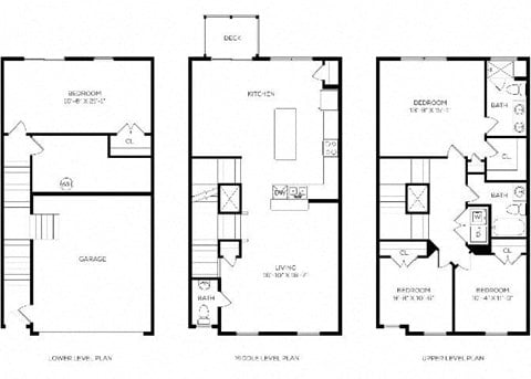 Floor plan for 4 beds, 2.5 baths, 2055 sqft