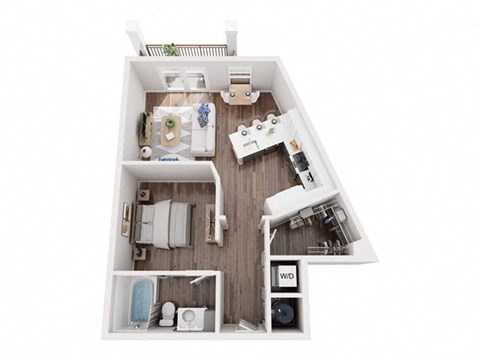 Floor plan for studio, 1 bath, 707 sqft