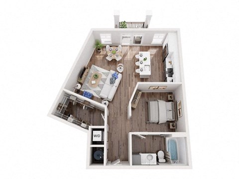 Floor plan for studio, 1 bath, 789 sqft