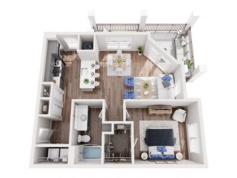 Floor plan for 1 bed, 1 bath, 792 sqft
